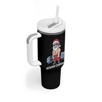 Funny Santa Gym Xmas Tumbler With Handle Healthy Christmas - Wonder Print Shop