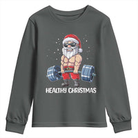 Funny Santa Gym Xmas Youth Sweatshirt Healthy Christmas - Wonder Print Shop