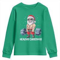 Funny Santa Gym Xmas Youth Sweatshirt Healthy Christmas - Wonder Print Shop