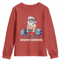 Funny Santa Gym Xmas Youth Sweatshirt Healthy Christmas - Wonder Print Shop