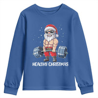 Funny Santa Gym Xmas Youth Sweatshirt Healthy Christmas - Wonder Print Shop
