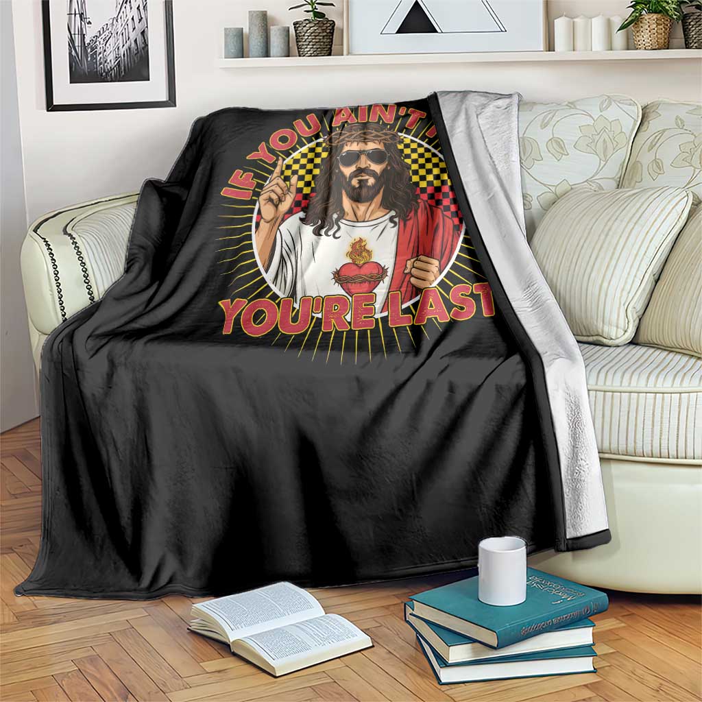 Funny Jesus Racing Throw Blanket If You Are Not First You Are Last - Wonder Print Shop