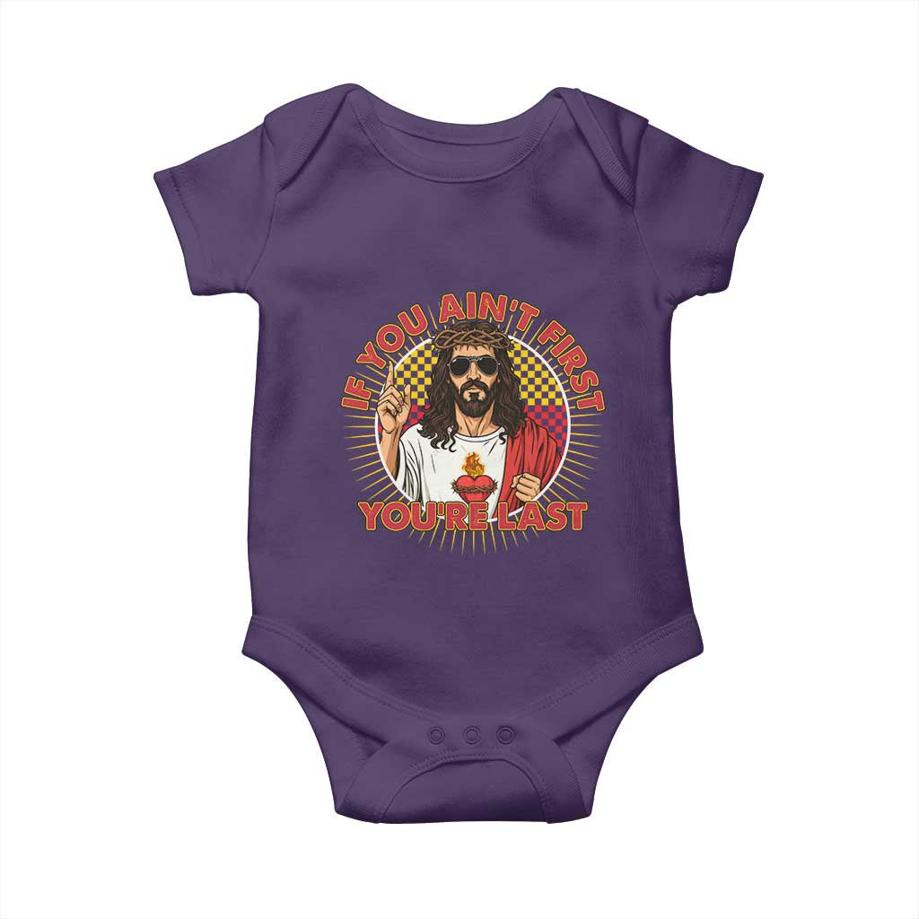 Funny Jesus Racing Baby Onesie If You Are Not First You Are Last - Wonder Print Shop
