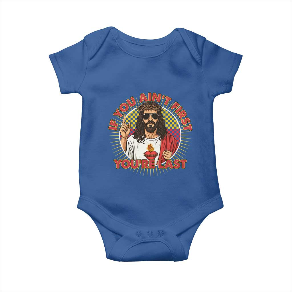 Funny Jesus Racing Baby Onesie If You Are Not First You Are Last - Wonder Print Shop