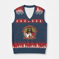 Funny Jesus Racing V-Neck Knit Sweater Vest If You Are Not First You Are Last - Wonder Print Shop