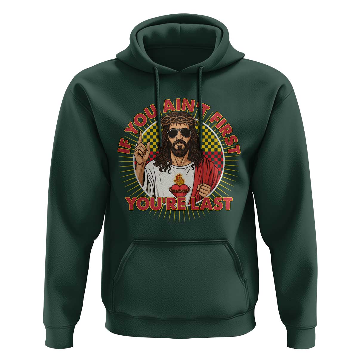 Funny Jesus Racing Hoodie If You Are Not First You Are Last - Wonder Print Shop