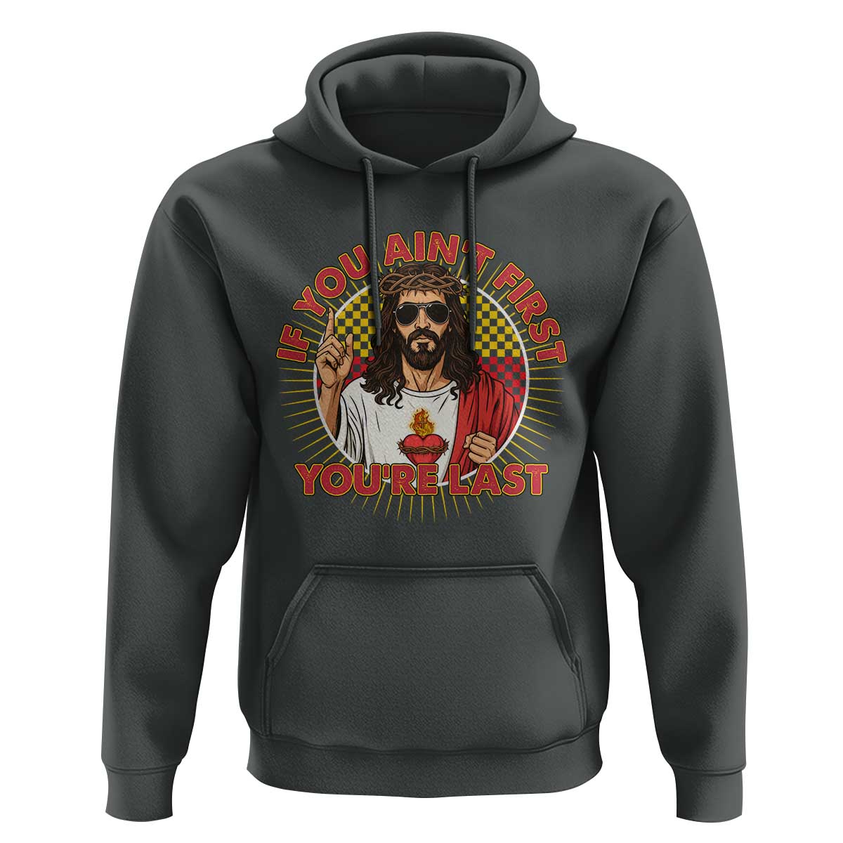 Funny Jesus Racing Hoodie If You Are Not First You Are Last - Wonder Print Shop