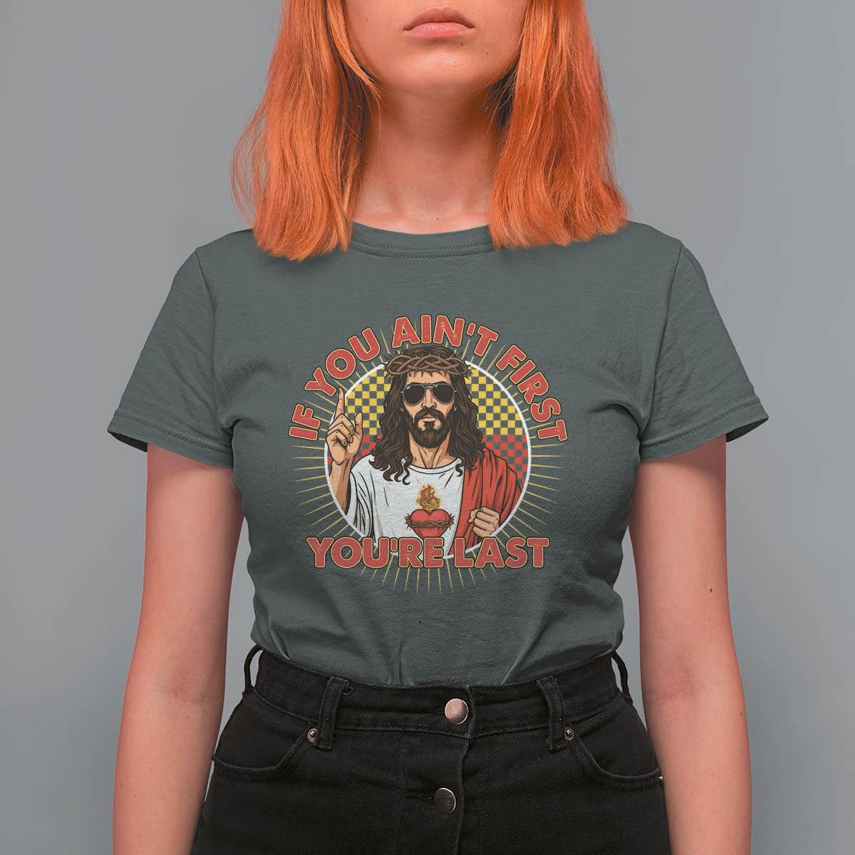 Funny Jesus Racing T Shirt For Women If You Are Not First You Are Last - Wonder Print Shop