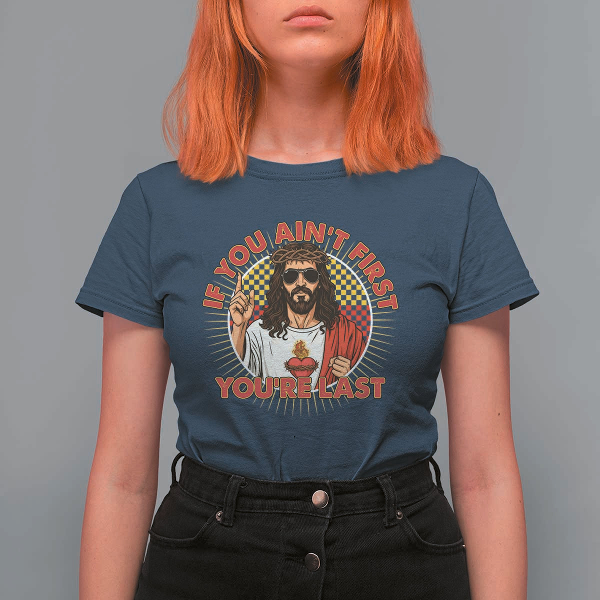 Funny Jesus Racing T Shirt For Women If You Are Not First You Are Last - Wonder Print Shop