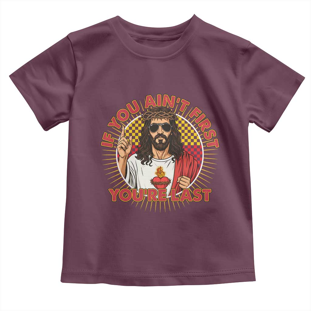 Funny Jesus Racing Toddler T Shirt If You Are Not First You Are Last - Wonder Print Shop