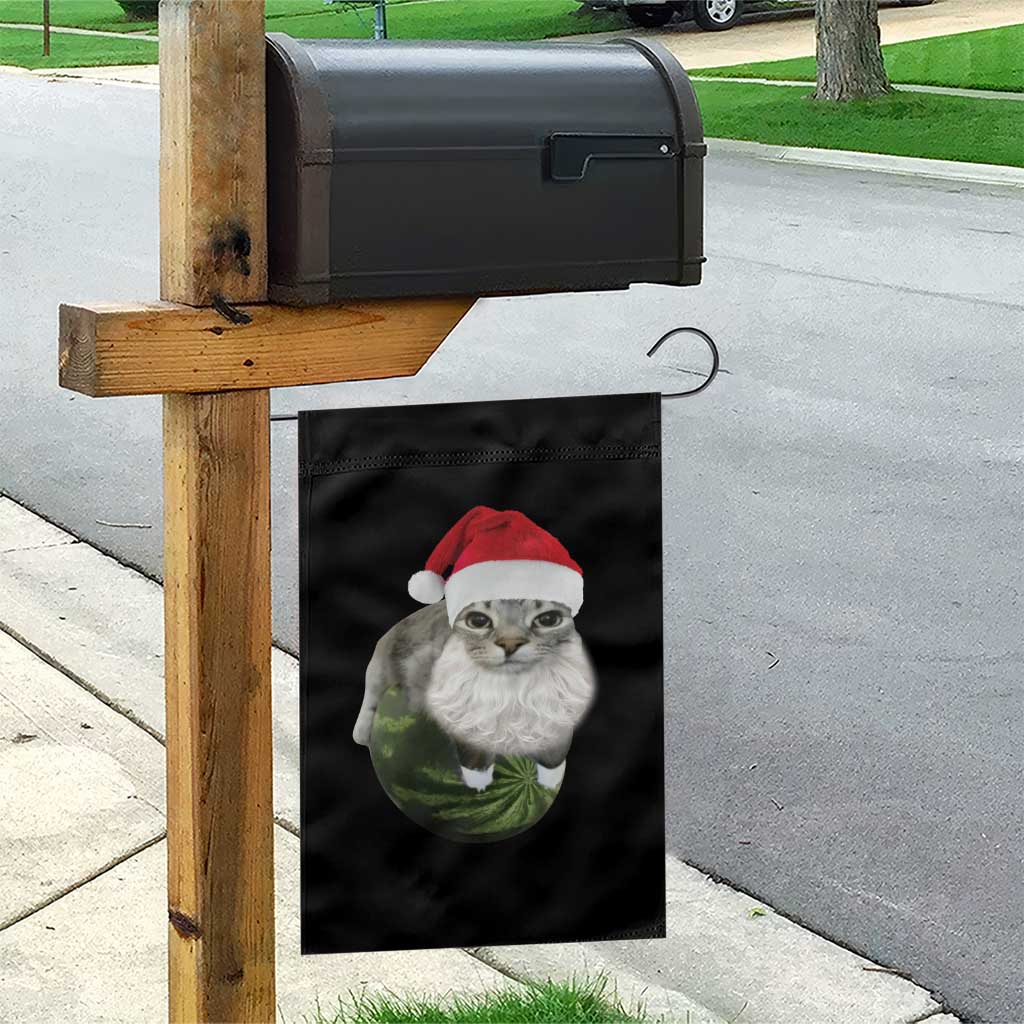 Watermelon Cat Christmas Garden Flag Funny Silly Kitten Meme - Wonder Print Shop