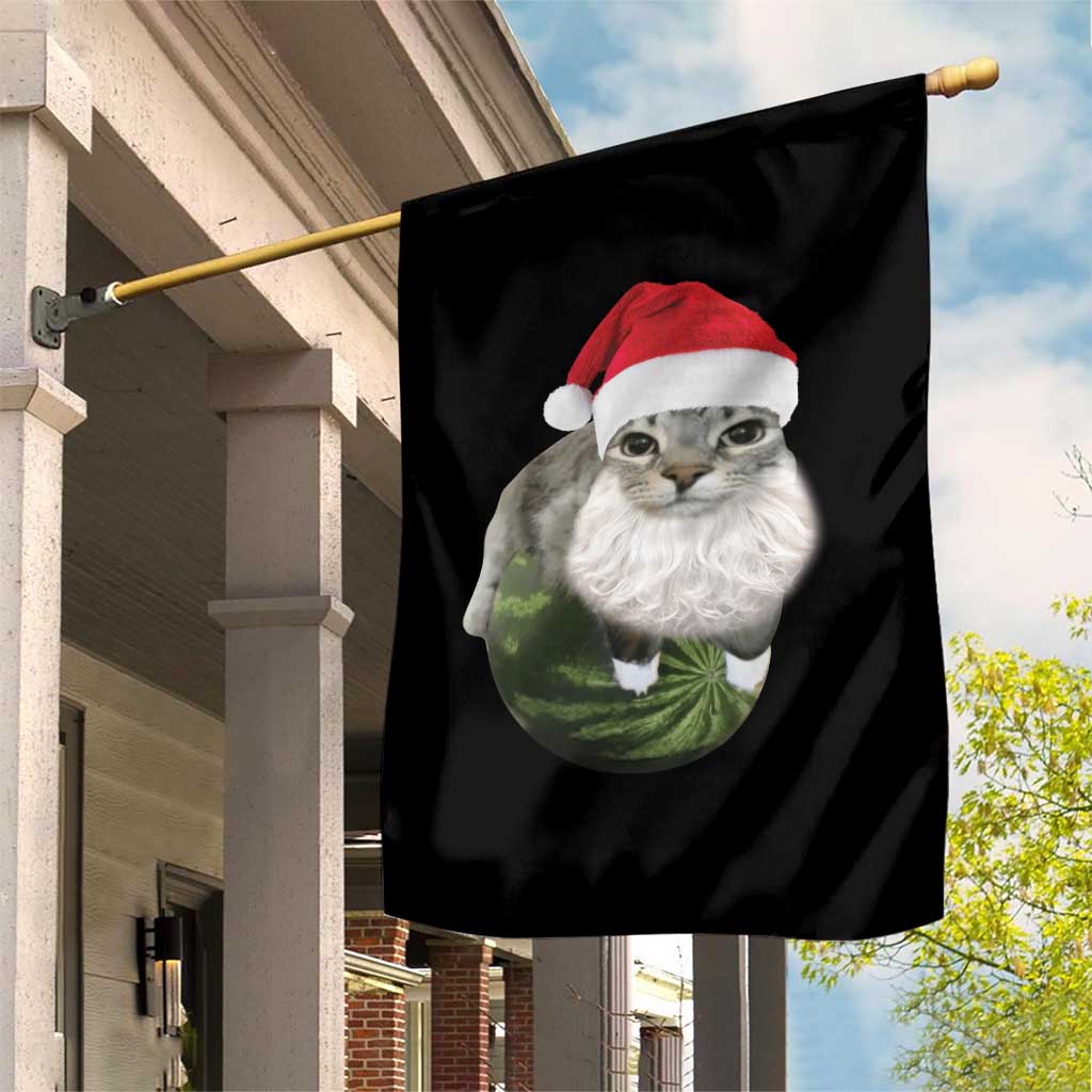 Watermelon Cat Christmas Garden Flag Funny Silly Kitten Meme - Wonder Print Shop