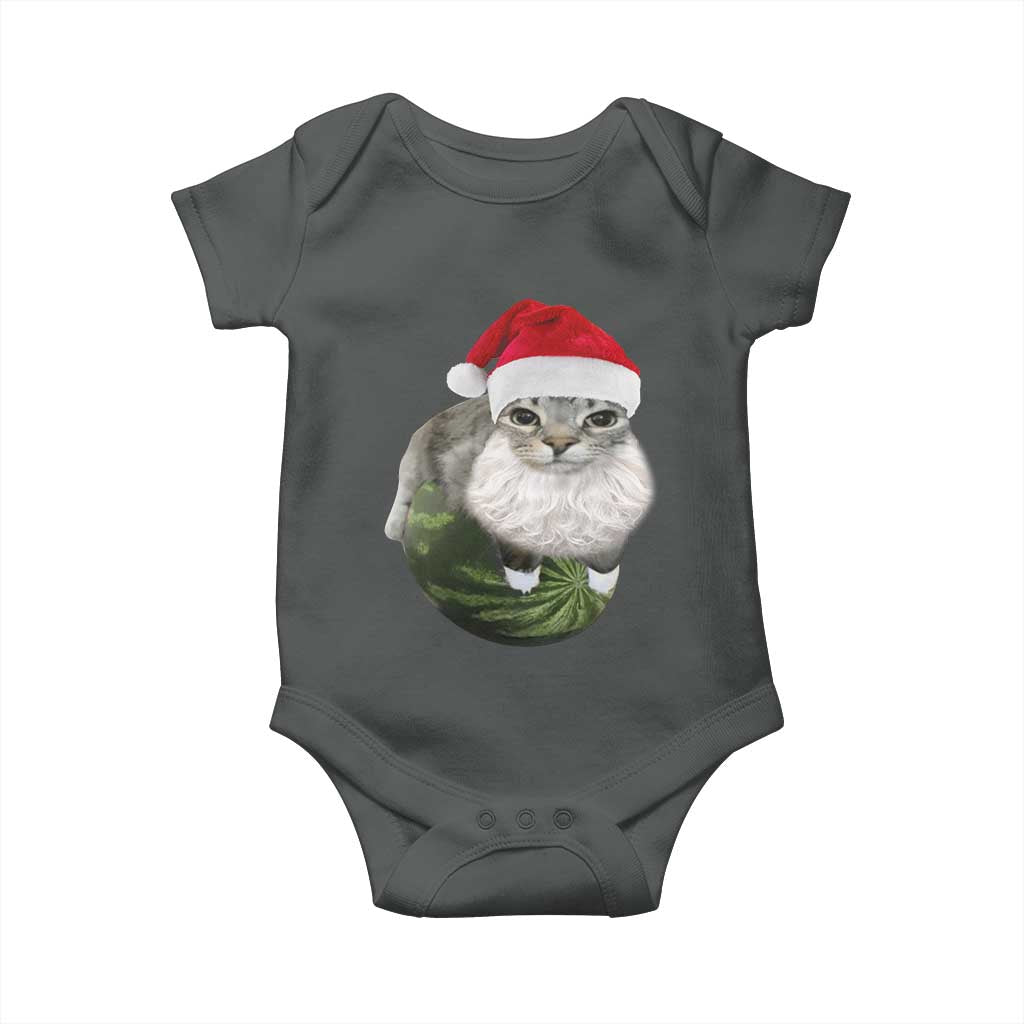 Watermelon Cat Christmas Baby Onesie Funny Silly Kitten Meme - Wonder Print Shop