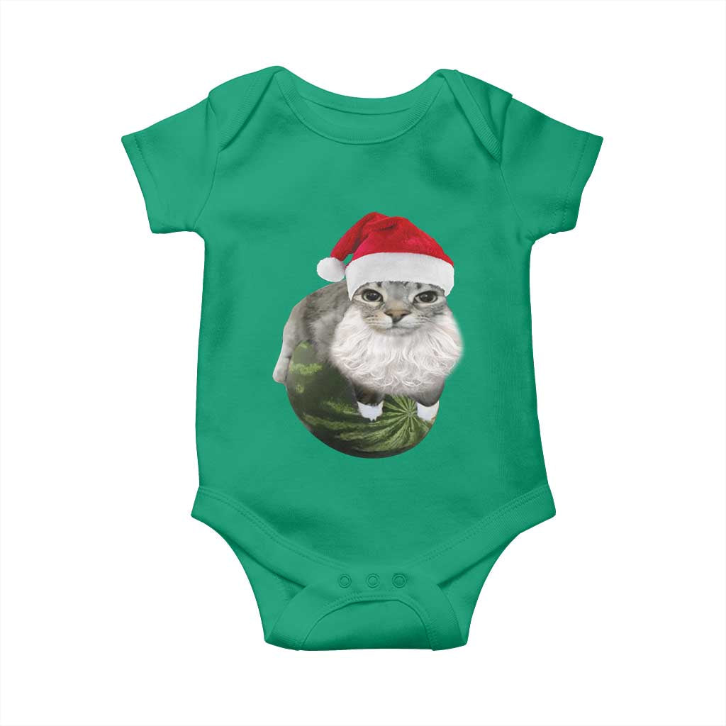Watermelon Cat Christmas Baby Onesie Funny Silly Kitten Meme - Wonder Print Shop