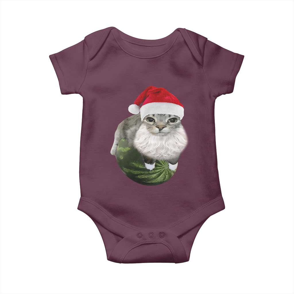Watermelon Cat Christmas Baby Onesie Funny Silly Kitten Meme - Wonder Print Shop