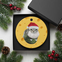 Watermelon Cat Xmas Ceramic Ornament Funny Silly Kitten Meme - Wonder Print Shop