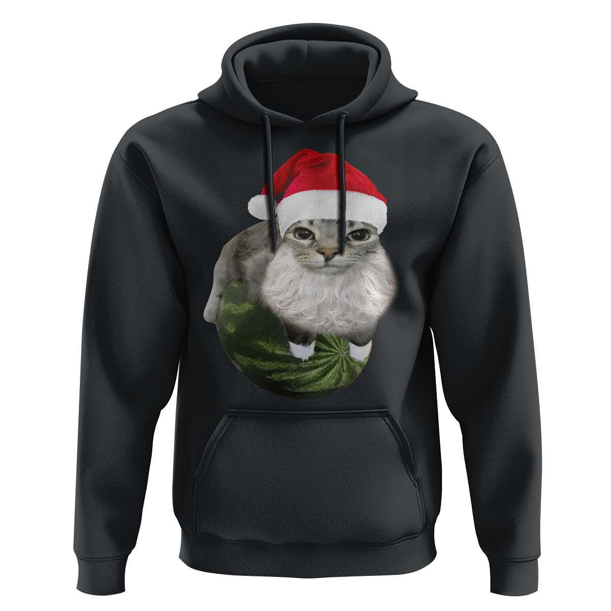 Watermelon Cat Christmas Hoodie Funny Silly Kitten Meme - Wonder Print Shop