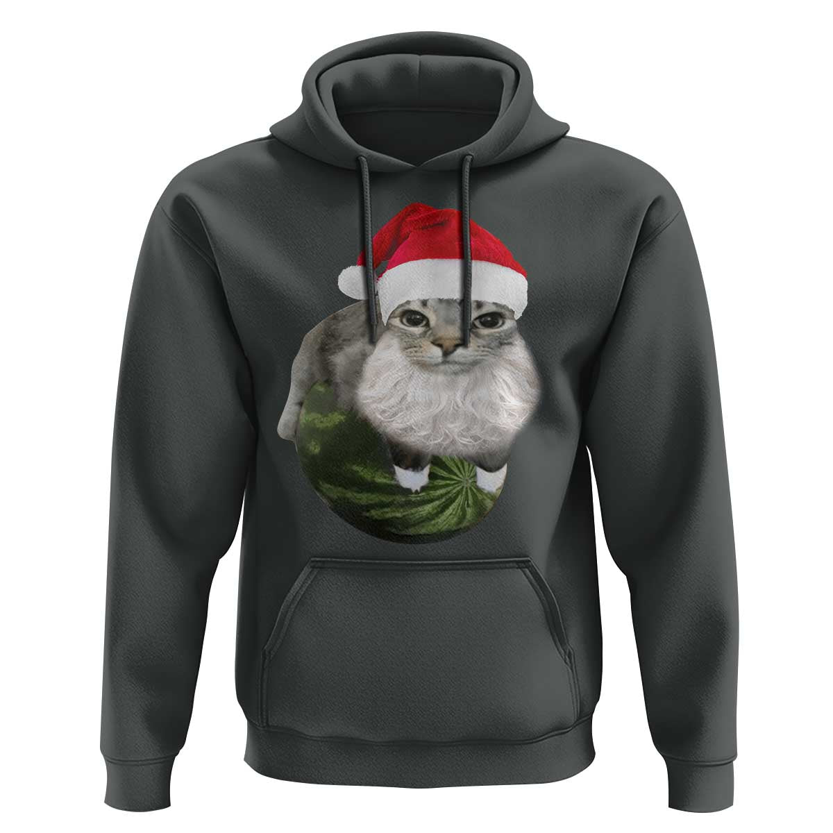 Watermelon Cat Christmas Hoodie Funny Silly Kitten Meme - Wonder Print Shop
