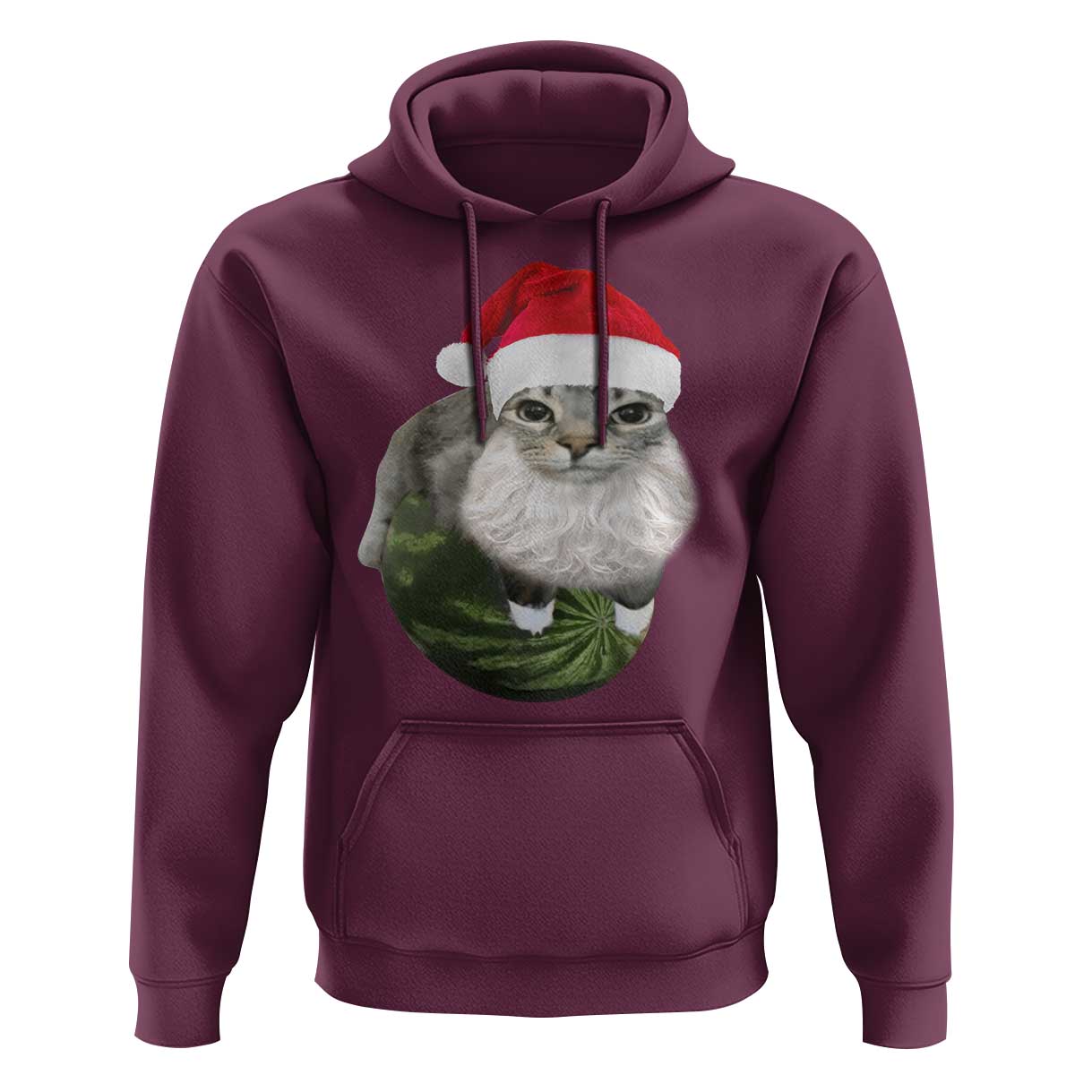 Watermelon Cat Christmas Hoodie Funny Silly Kitten Meme - Wonder Print Shop