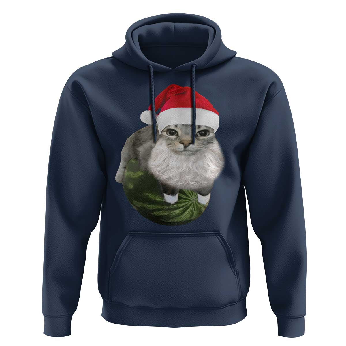 Watermelon Cat Christmas Hoodie Funny Silly Kitten Meme - Wonder Print Shop