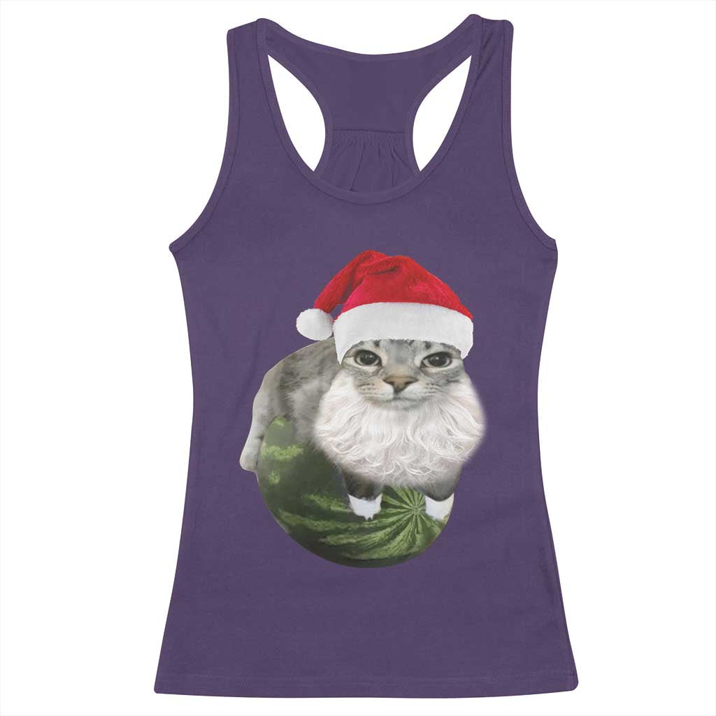Watermelon Cat Christmas Racerback Tank Top Funny Silly Kitten Meme - Wonder Print Shop
