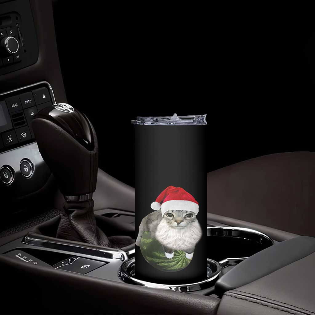 Watermelon Cat Christmas Skinny Tumbler Funny Silly Kitten Meme - Wonder Print Shop