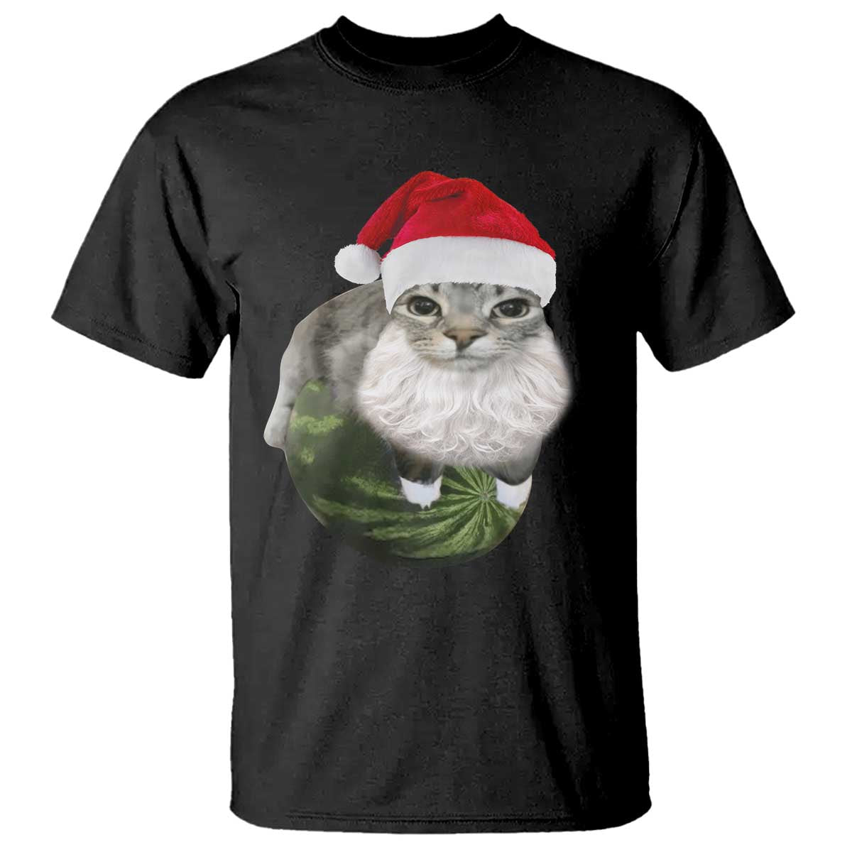 Watermelon Cat Christmas T Shirt Funny Silly Kitten Meme - Wonder Print Shop