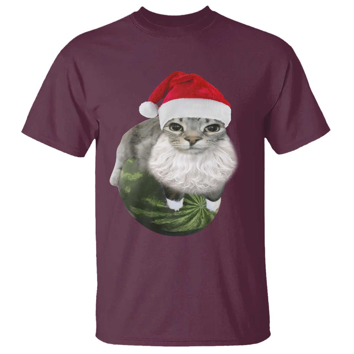 Watermelon Cat Christmas T Shirt Funny Silly Kitten Meme - Wonder Print Shop
