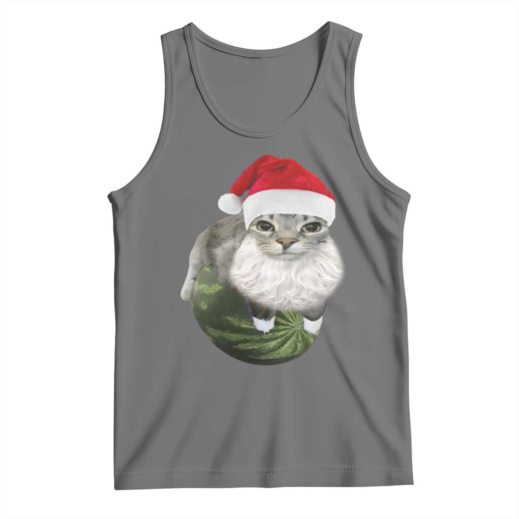 Watermelon Cat Christmas Tank Top Funny Silly Kitten Meme - Wonder Print Shop