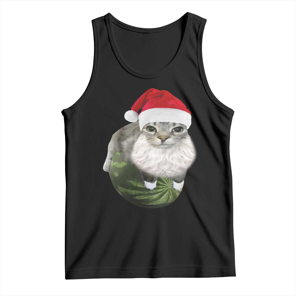 Watermelon Cat Christmas Tank Top Funny Silly Kitten Meme - Wonder Print Shop