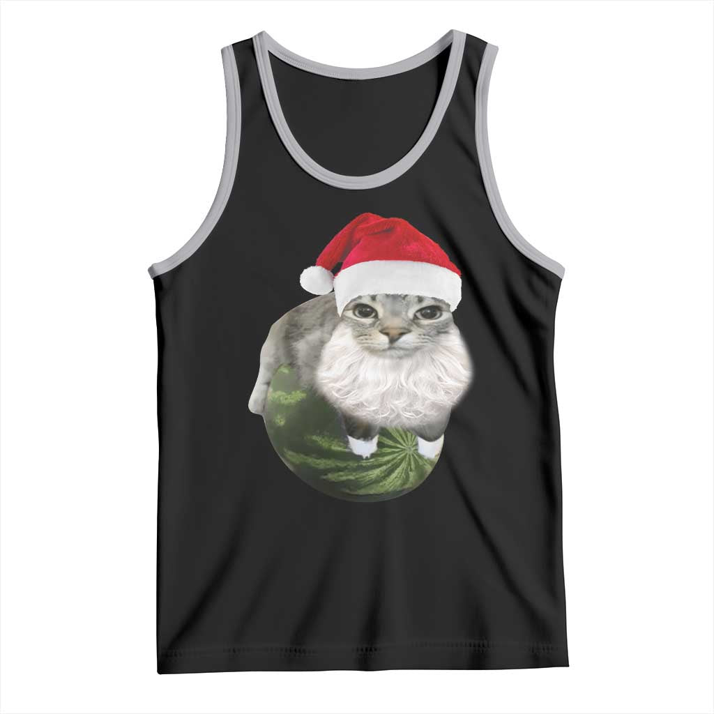 Watermelon Cat Christmas Tank Top Funny Silly Kitten Meme - Wonder Print Shop
