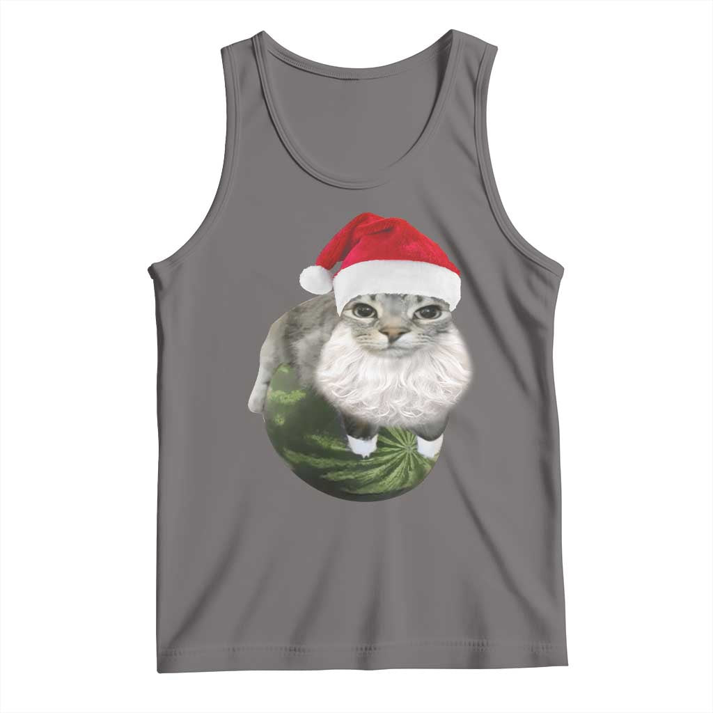 Watermelon Cat Christmas Tank Top Funny Silly Kitten Meme - Wonder Print Shop