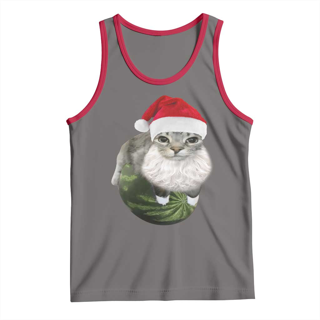 Watermelon Cat Christmas Tank Top Funny Silly Kitten Meme - Wonder Print Shop