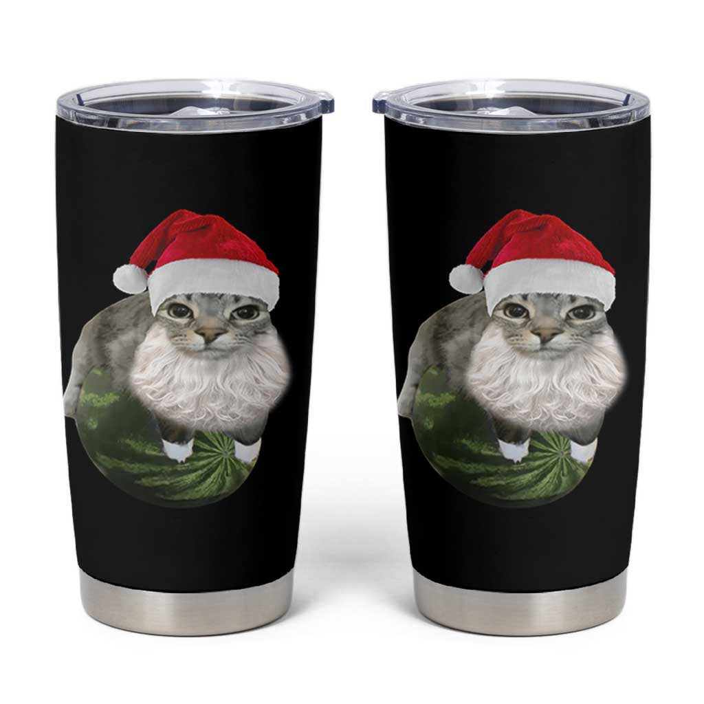 Watermelon Cat Christmas Tumbler Cup Funny Silly Kitten Meme - Wonder Print Shop