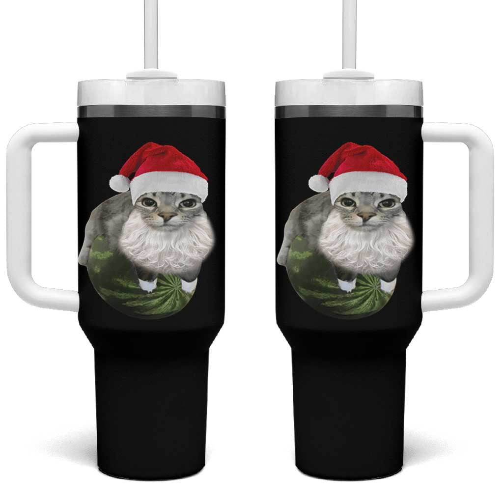 Watermelon Cat Christmas Tumbler With Handle Funny Silly Kitten Meme - Wonder Print Shop