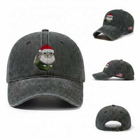Watermelon Cat Christmas Washed Cotton Baseball Cap Funny Silly Kitten Meme
