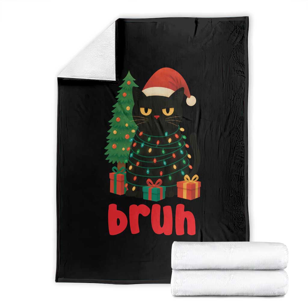 Funny Cat Bruh Christmas Throw Blanket Silly Meme Kitty Xmas - Wonder Print Shop