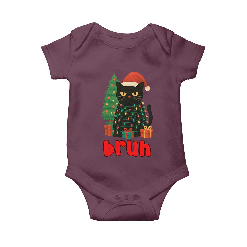 Funny Cat Bruh Christmas Baby Onesie Silly Meme Kitty Xmas - Wonder Print Shop