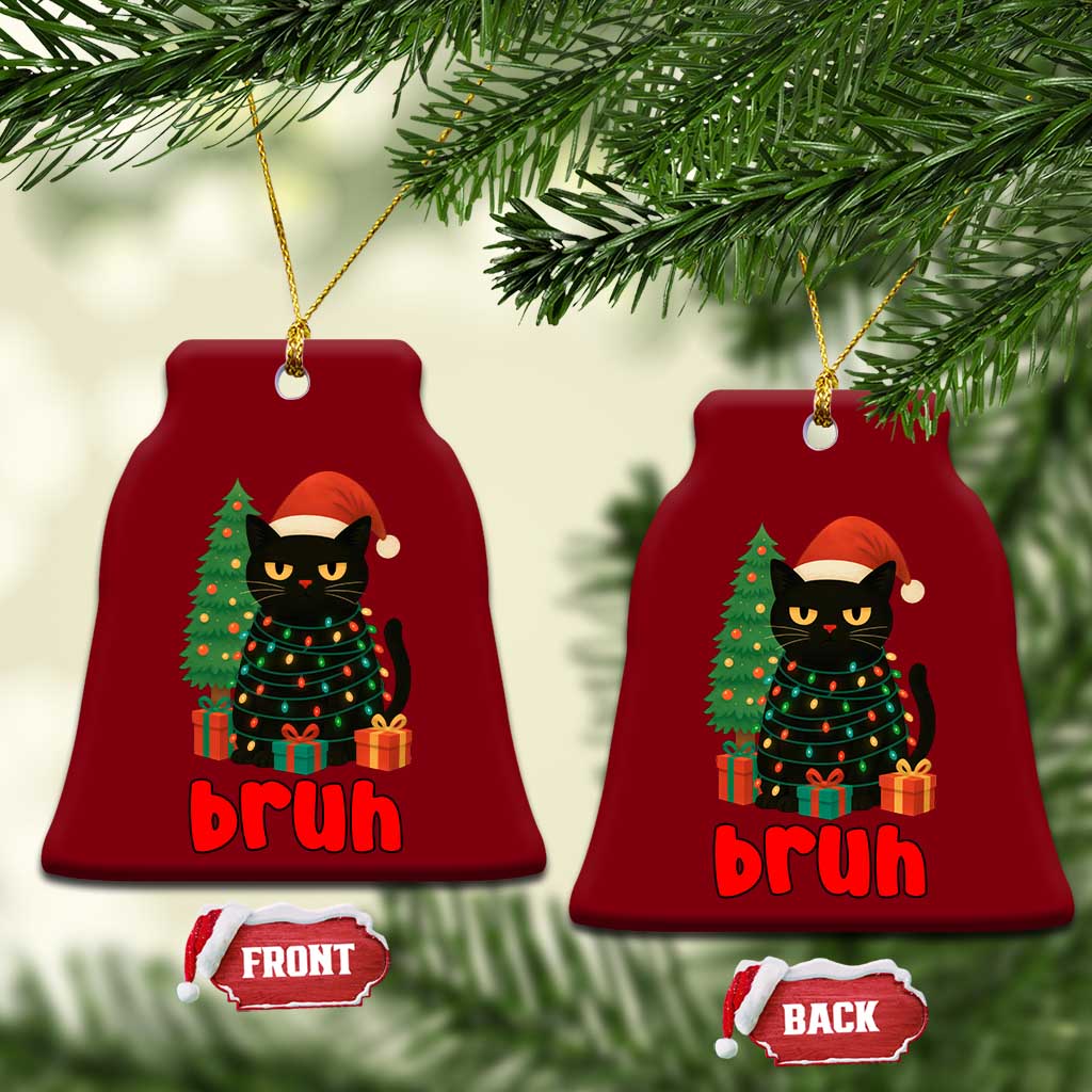 Funny Cat Bruh Xmas Ceramic Ornament Silly Meme Kitty Xmas - Wonder Print Shop