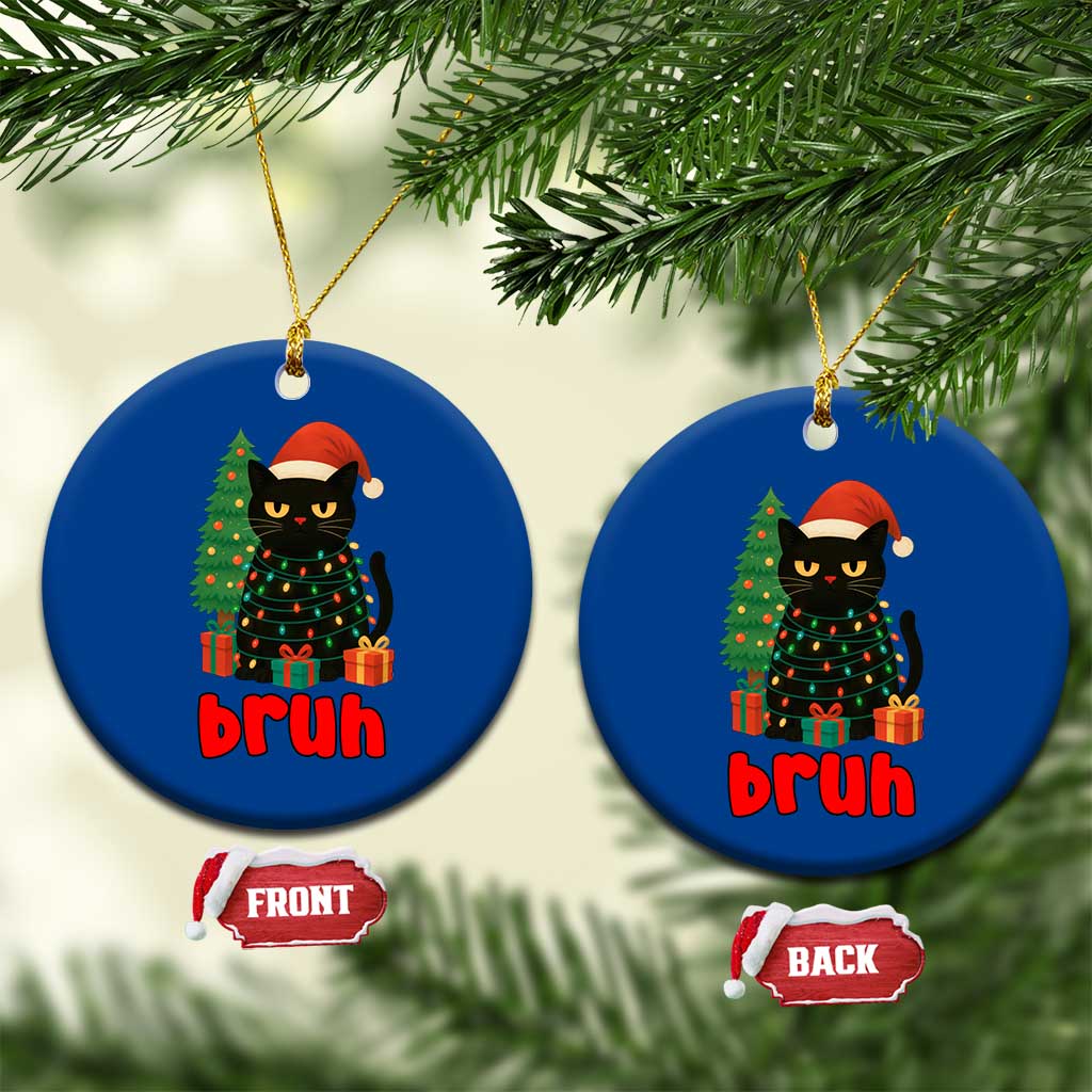 Funny Cat Bruh Xmas Ceramic Ornament Silly Meme Kitty Xmas - Wonder Print Shop