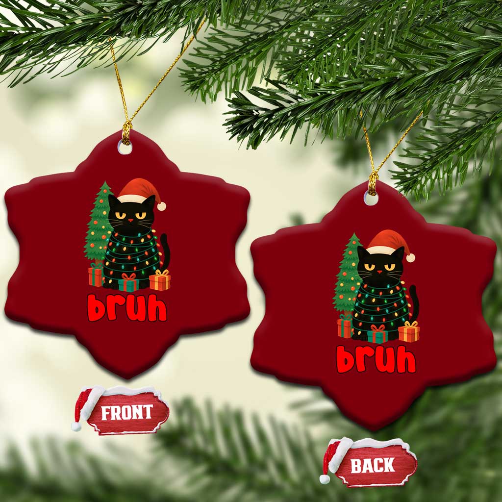 Funny Cat Bruh Xmas Ceramic Ornament Silly Meme Kitty Xmas - Wonder Print Shop