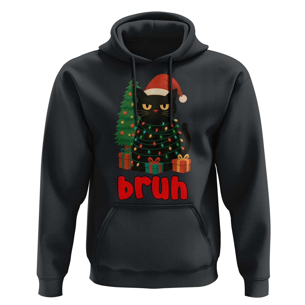 Funny Cat Bruh Christmas Hoodie Silly Meme Kitty Xmas - Wonder Print Shop
