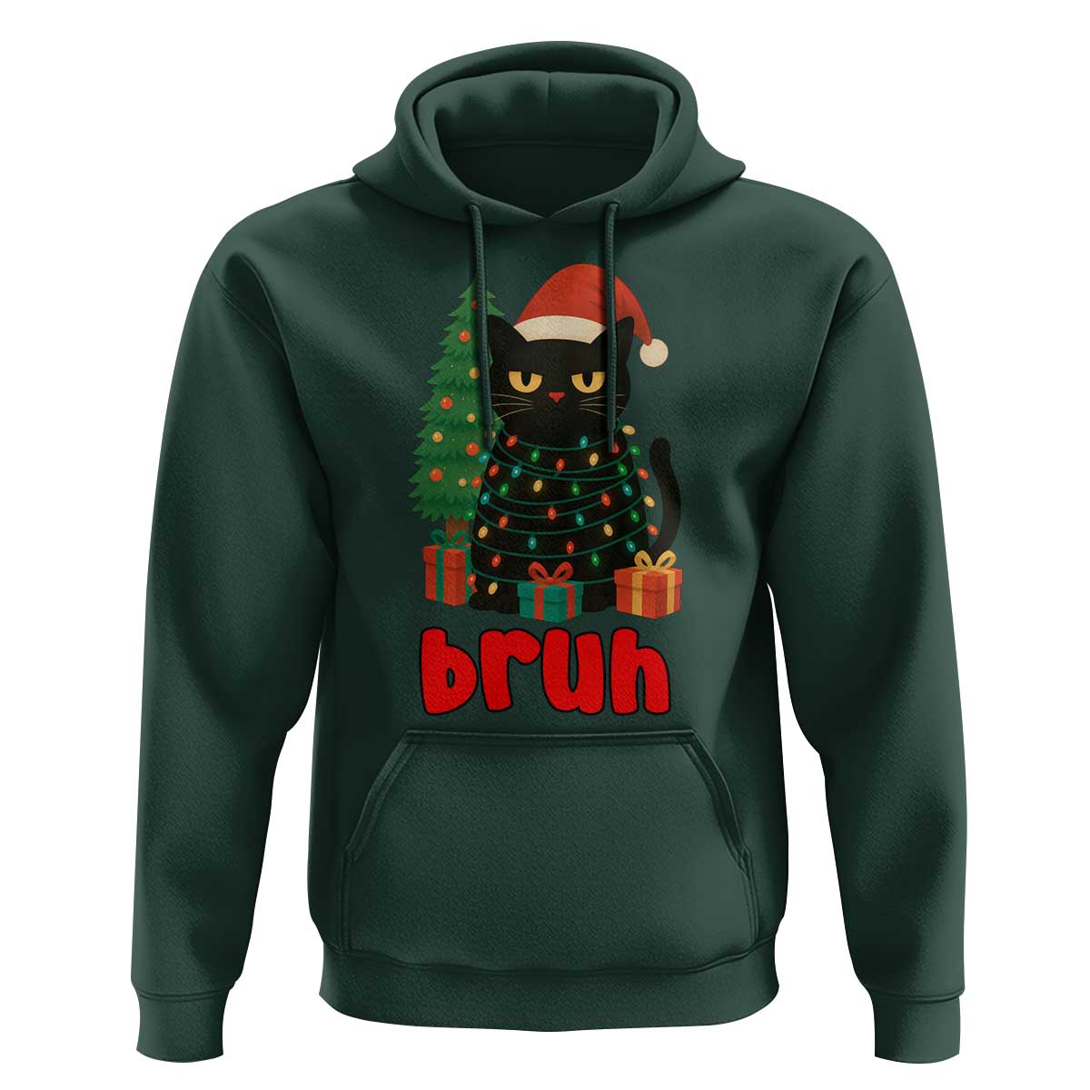 Funny Cat Bruh Christmas Hoodie Silly Meme Kitty Xmas - Wonder Print Shop