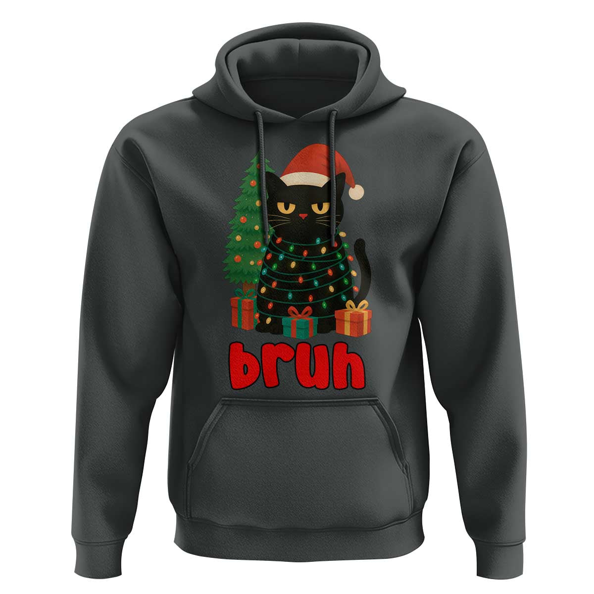 Funny Cat Bruh Christmas Hoodie Silly Meme Kitty Xmas - Wonder Print Shop