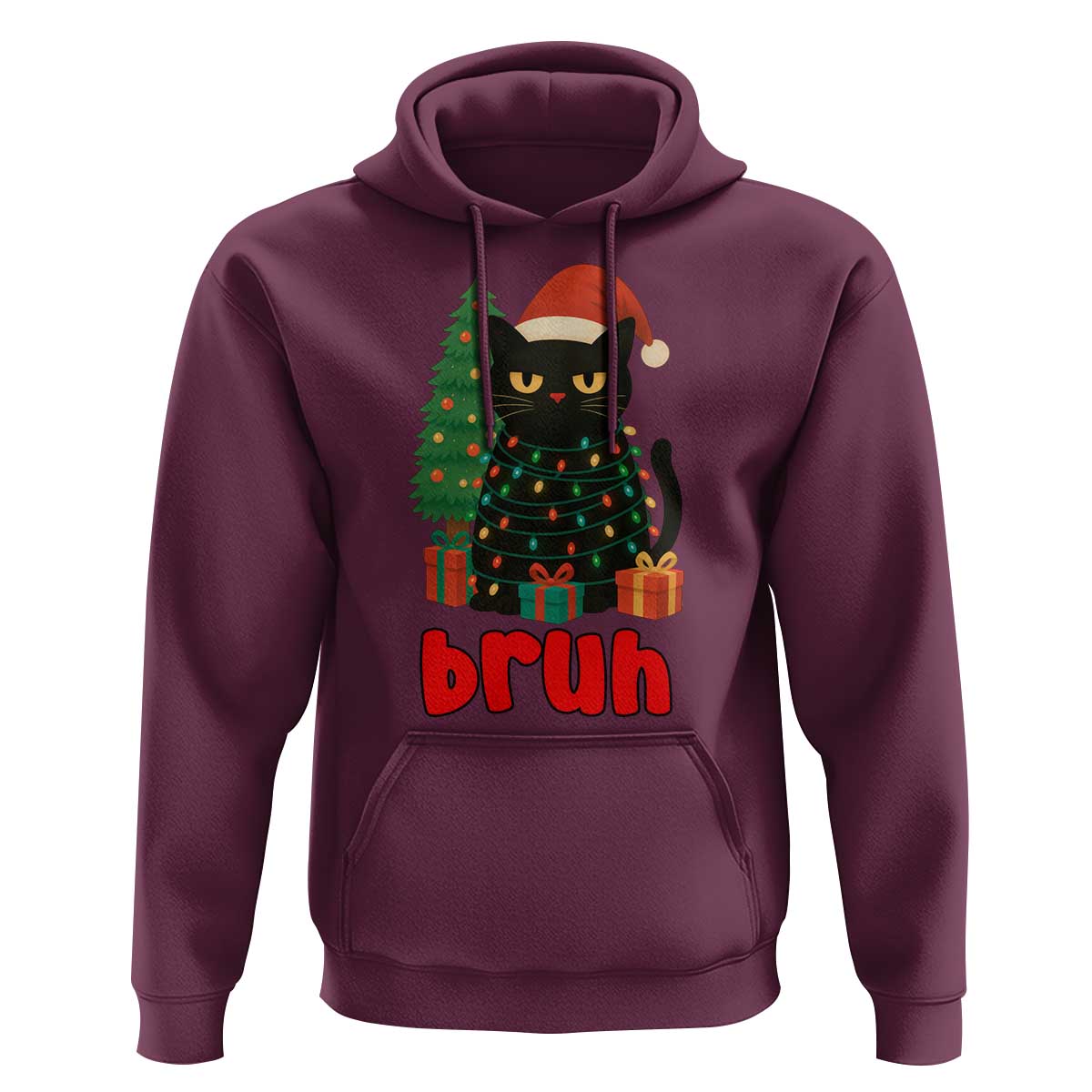 Funny Cat Bruh Christmas Hoodie Silly Meme Kitty Xmas - Wonder Print Shop