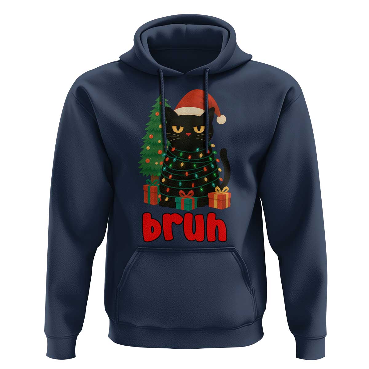 Funny Cat Bruh Christmas Hoodie Silly Meme Kitty Xmas - Wonder Print Shop