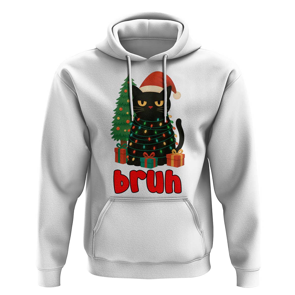 Funny Cat Bruh Christmas Hoodie Silly Meme Kitty Xmas - Wonder Print Shop