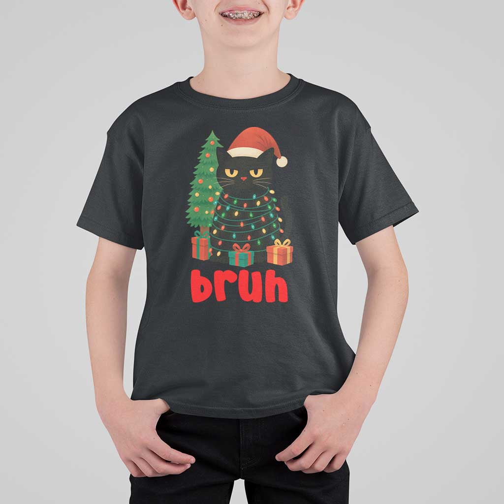 Funny Cat Bruh Christmas T Shirt For Kid Silly Meme Kitty Xmas - Wonder Print Shop