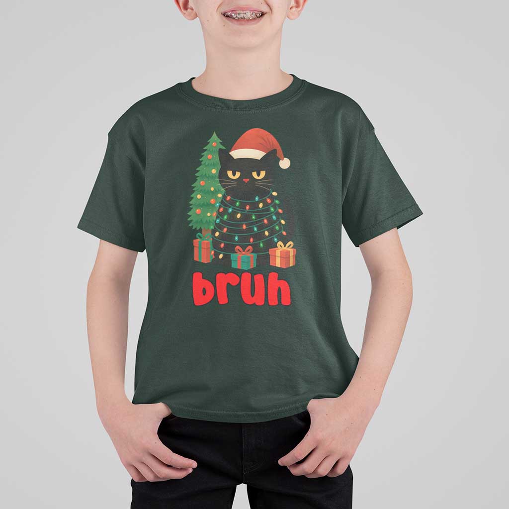 Funny Cat Bruh Christmas T Shirt For Kid Silly Meme Kitty Xmas - Wonder Print Shop