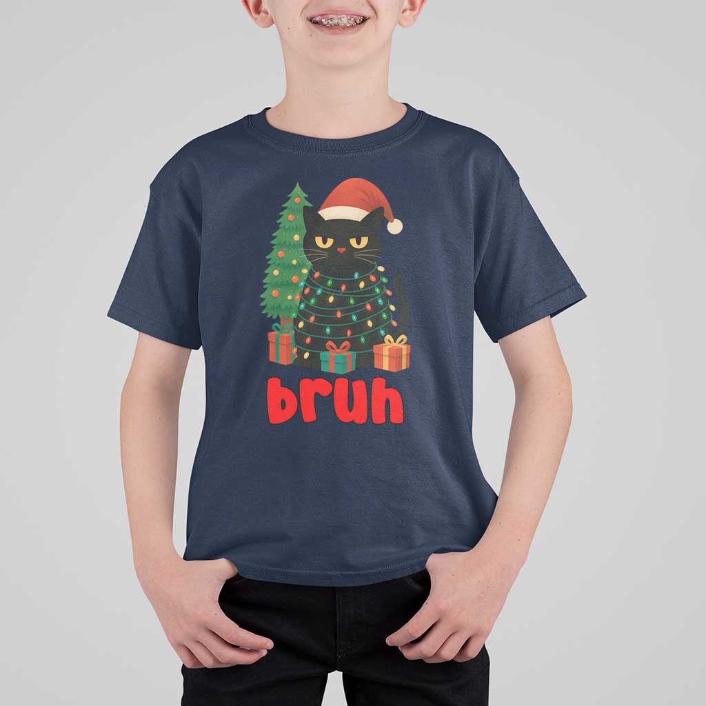 Funny Cat Bruh Christmas T Shirt For Kid Silly Meme Kitty Xmas - Wonder Print Shop